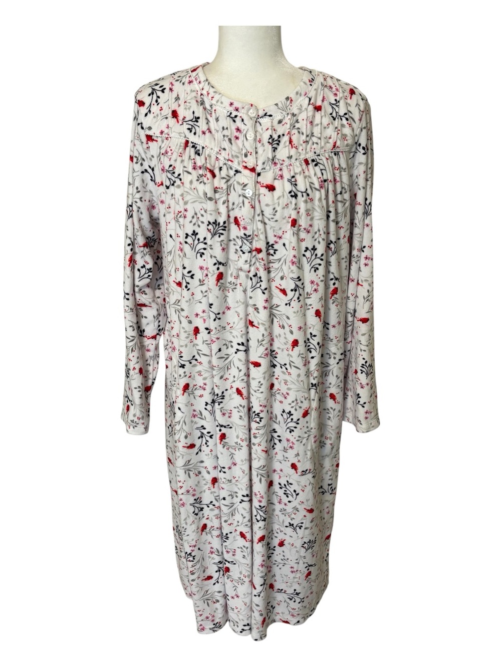 ARIA White Cardinals Fleece Sleep Shirt/Robe Size Large